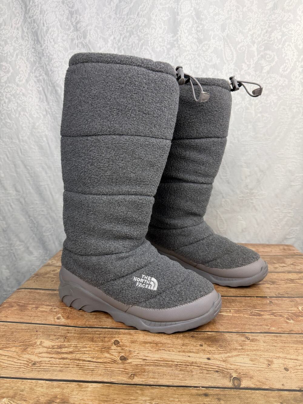 The North Face Heatseeker Women's Winter Boot Sz 8 Gray Tall Insulated Snow Boot